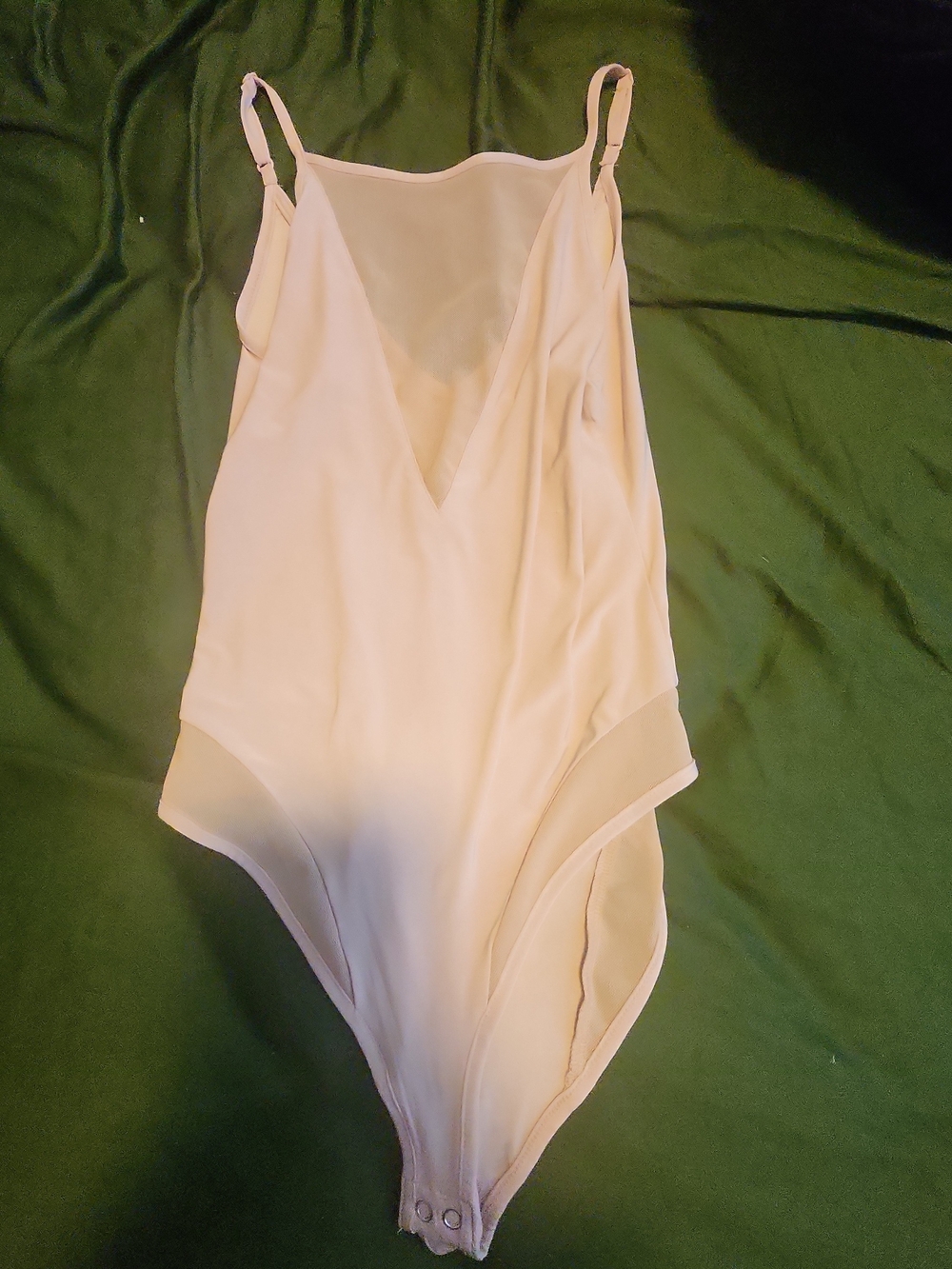 Forever 21 Cream Deep V Adjustable-Strap Bodysuit